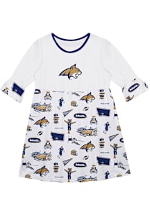 Vive La Fete Montana State Bobcats Girls White Sandie Impressions Short Sleeve Dress