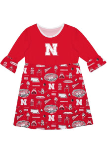 Girls Nebraska Cornhuskers Red Vive La Fete Sandie Impressions Short Sleeve Dress