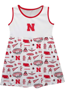 Girls Nebraska Cornhuskers White Vive La Fete Impressions Short Sleeve Dress