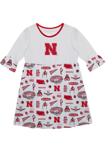 Girls Nebraska Cornhuskers White Vive La Fete Sandie Impressions Short Sleeve Dress