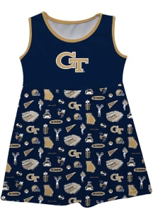 Vive La Fete GA Tech Yellow Jackets Girls Navy Blue Impressions Short Sleeve Dress