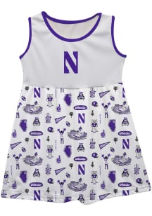 Girls Northwestern Wildcats White Vive La Fete Impressions Short Sleeve Dress