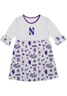 Girls Northwestern Wildcats White Vive La Fete Sandie Impressions Short Sleeve Dress