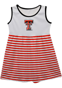Texas Tech Red Raiders Toddler Girls White Stripes Short Sleeve Dresses
