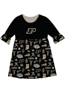 Girls Purdue Boilermakers Black Vive La Fete Sandie Impressions Short Sleeve Dress