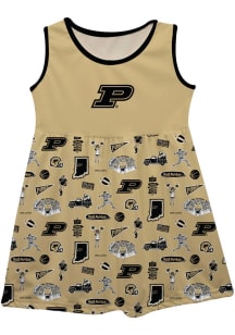 Girls Purdue Boilermakers Gold Vive La Fete Impressions Short Sleeve Dress