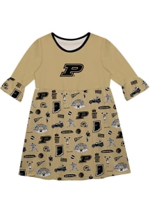 Girls Purdue Boilermakers Gold Vive La Fete Sandie Impressions Short Sleeve Dress