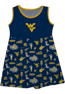 Vive La Fete West Virginia Mountaineers Girls Navy Blue Impressions Short Sleeve Dress