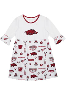 Vive La Fete Arkansas Razorbacks Girls White Impressions Short Sleeve Dress