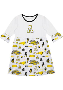 Vive La Fete Appalachian State Mountaineers Girls White Impressions Short Sleeve Dress