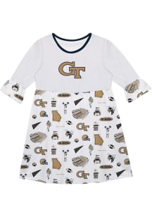 Vive La Fete GA Tech Yellow Jackets Girls White Impressions Short Sleeve Dress