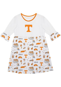 Vive La Fete Tennessee Volunteers Girls White Sandie Impressions Short Sleeve Dress