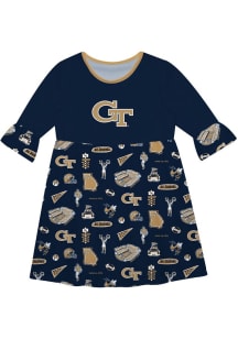 Vive La Fete GA Tech Yellow Jackets Girls Blue Impressions Short Sleeve Dress