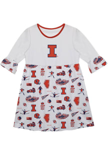 Girls Illinois Fighting Illini White Vive La Fete Impressions Short Sleeve Dress