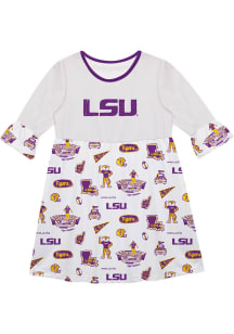 Vive La Fete LSU Tigers Girls White Impressions Short Sleeve Dress