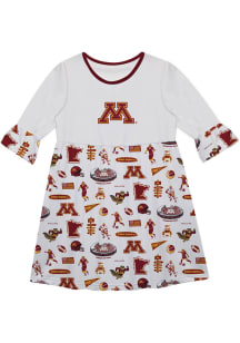 Girls Minnesota Golden Gophers White Vive La Fete Impressions Short Sleeve Dress