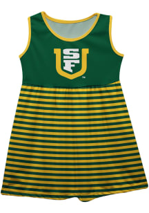 USF Dons Toddler Girls Green Stripes Short Sleeve Dresses