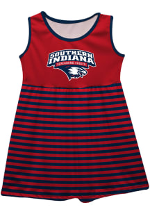 Southern Indiana Screaming Eagles Toddler Girls Red Stripes Short Sleeve Dresses