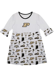 Girls Purdue Boilermakers White Vive La Fete Impressions Short Sleeve Dress