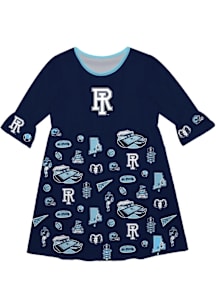 Vive La Fete Rhode Island Rams Girls Navy Blue Impressions Short Sleeve Dress