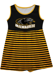 Wisconsin-Milwaukee Panthers Toddler Girls Black Stripes Short Sleeve Dresses