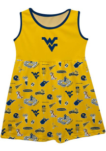 Vive La Fete West Virginia Mountaineers Girls Gold Impressions Short Sleeve Dress