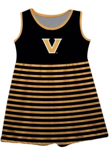 Vanderbilt Commodores Toddler Girls Black Stripes Short Sleeve Dresses