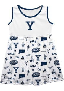 Vive La Fete Yale Bulldogs Girls White Impressions Short Sleeve Dress