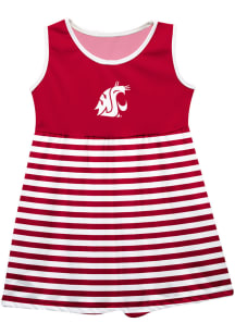 Vive La Fete Washington State Cougars Toddler Girls Red Stripes Short Sleeve Dress