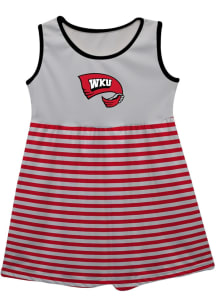 Vive La Fete Western Kentucky Hilltoppers Toddler Girls White Stripes Short Sleeve Dress