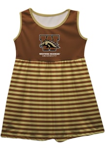 Western Michigan Broncos Toddler Girls Brown Stripes Short Sleeve Dresses