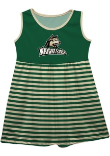 Wright State Raiders Toddler Girls Green Stripes Short Sleeve Dresses