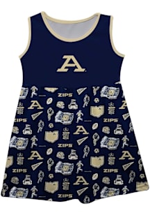 Vive La Fete Akron Zips Baby Girls Blue Impressions Short Sleeve Dress