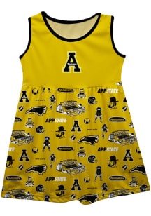 Vive La Fete Appalachian State Mountaineers Baby Girls Gold Impressions Short Sleeve Dress