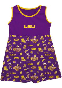 Vive La Fete LSU Tigers Baby Girls Yellow Impressions Short Sleeve Dress