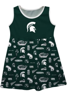 Baby Girls Michigan State Spartans Green Vive La Fete Impressions Short Sleeve Dress