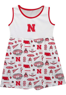 Baby Girls Nebraska Cornhuskers White Vive La Fete Impressions Short Sleeve Dress