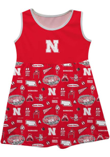 Baby Girls Nebraska Cornhuskers Red Vive La Fete Impressions Short Sleeve Dress