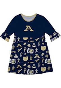 Vive La Fete Akron Zips Toddler Blue Impressions Long Sleeve Dress