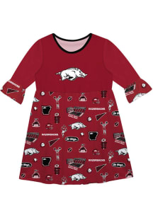 Vive La Fete Arkansas Razorbacks Toddler Red Impressions Long Sleeve Dress