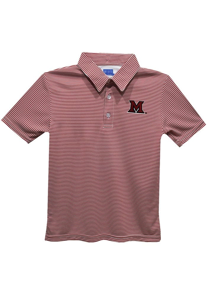 Vive La Fete Miami RedHawks Toddler Red Pencil Stripe Short Sleeve Polo Shirt