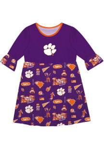 Vive La Fete Clemson Tigers Toddler Orange Impressions Long Sleeve Dress