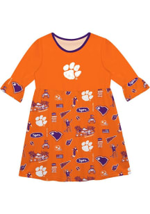 Vive La Fete Clemson Tigers Toddler Purple Impressions Long Sleeve Dress