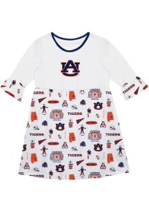 Vive La Fete Auburn Tigers Toddler White Impressions Long Sleeve Dress
