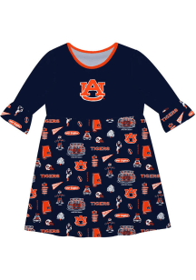 Vive La Fete Auburn Tigers Toddler Blue Impressions Long Sleeve Dress