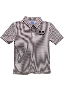 Vive La Fete Mississippi State Bulldogs Toddler Burgundy Pencil Stripe Short Sleeve Polo Shirt