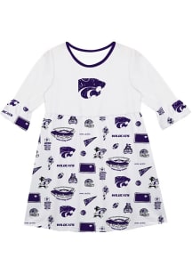 Toddler K-State Wildcats White Vive La Fete Impressions Long Sleeve Dress