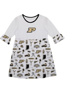 Toddler Purdue Boilermakers White Vive La Fete Impressions Long Sleeve Dress