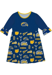 Vive La Fete Kent State Golden Flashes Toddler Blue Impressions Long Sleeve Dress