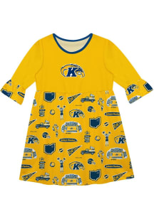 Vive La Fete Kent State Golden Flashes Toddler Gold Impressions Long Sleeve Dress